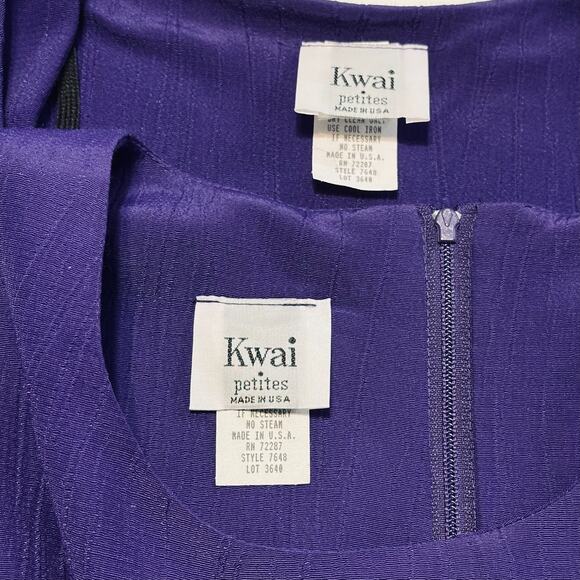 Vintage 80s Kwai Petites Purple Sheath Dress Jacket Set Sz 6 Elegant Union Made - Picture 4 of 11